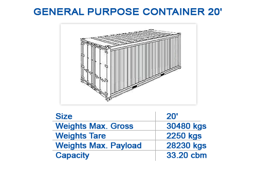 General purpose container 20'