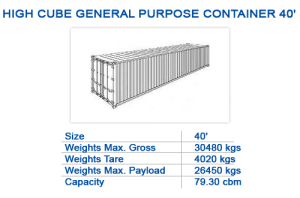 High cube general purpose container 40'