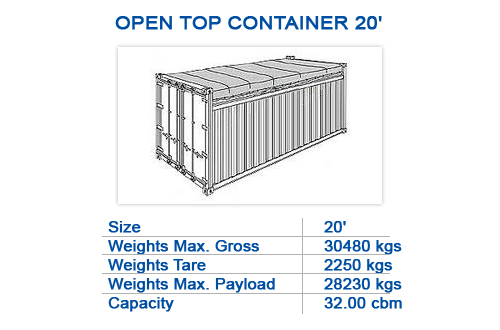 Open top container 20'