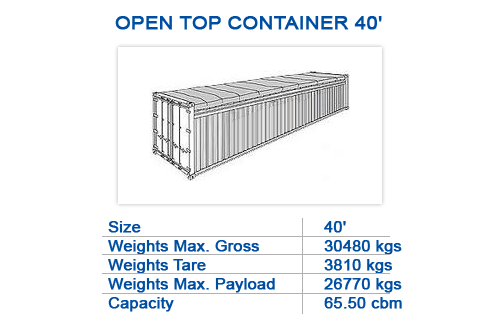 Open top container 40'