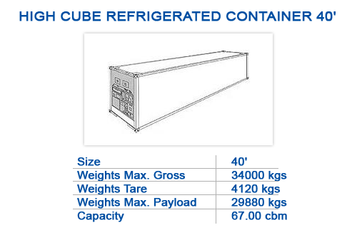 High cube refrigerated container 40'